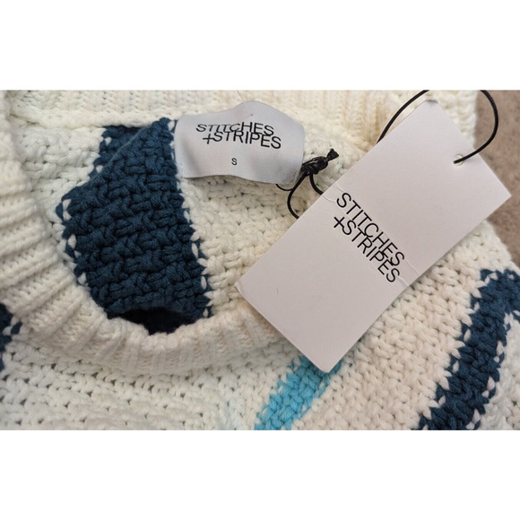 Stitches + Stripes sz S Sweater blue & white stripes long sleeves 1682 - Picture 4 of 6